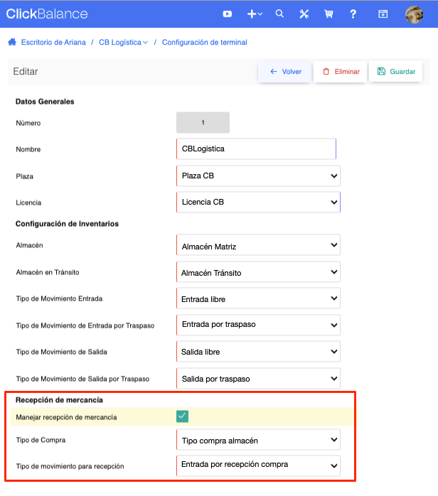 CB Logistica - Entradas por compra