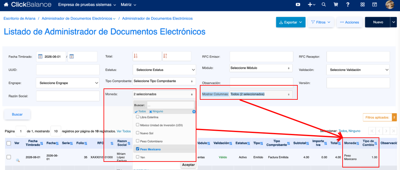 ADE Moneda y TipoCambio