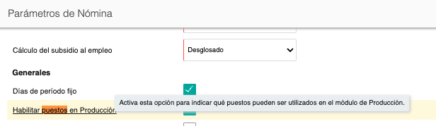 Parametros activar puestos