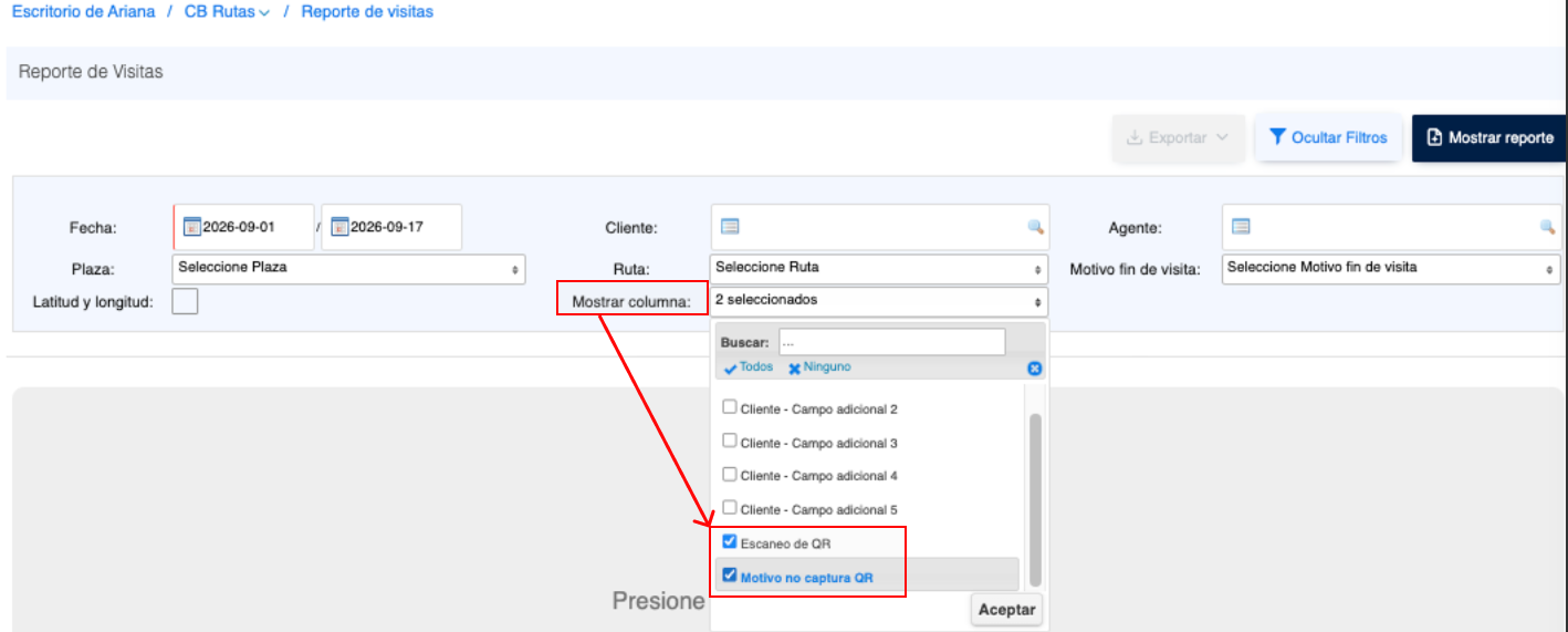 CBRutas - Reporte Visitas