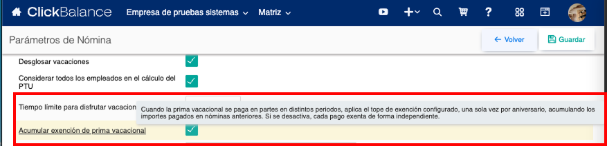 Prima vacacional acumulada