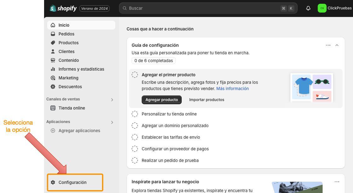 Shopify configuracion