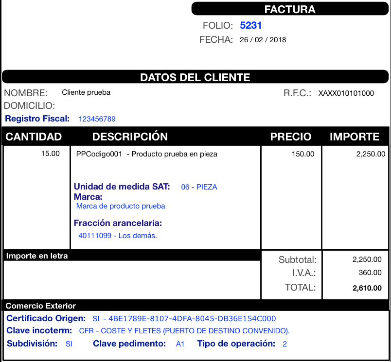 Imprime factura con CCE11