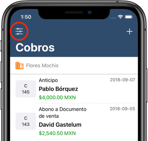 documentos cobro filtro