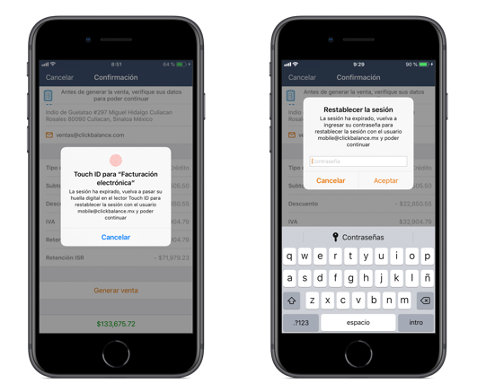 facturar touch id