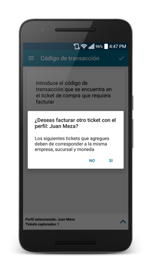 confirmar código transacción