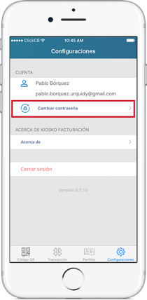 configuraciones cambiar contraseña