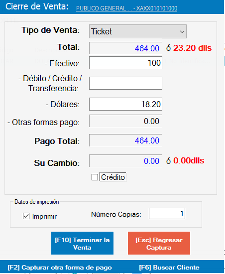 Cobro con Dolares